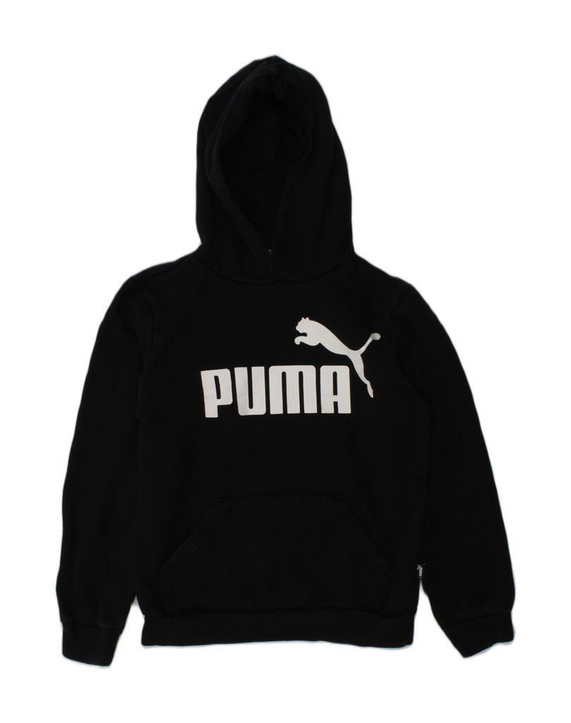 PUMA Boys Graphic Hoodie Jumper 9-10 Years Black Cotton | Vintage Puma | Thrift | Second-Hand Puma | Used Clothing | Messina Hembry 