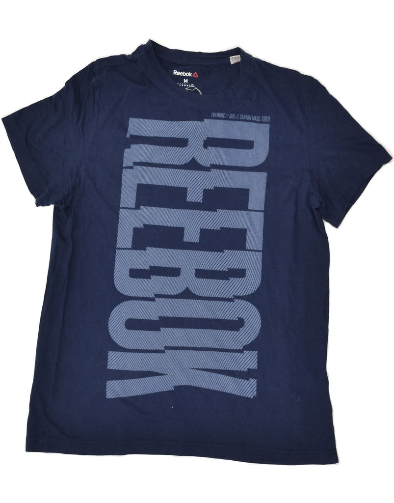 REEBOK Mens Graphic T-Shirt Top Medium Navy Blue Cotton | Vintage Reebok | Thrift | Second-Hand Reebok | Used Clothing | Messina Hembry 