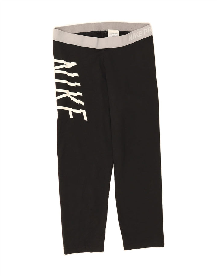 NIKE Womens Dri Fit Graphic Capri Leggings UK 16 Large  Black Polyester Vintage Nike and Second-Hand Nike from Messina Hembry 