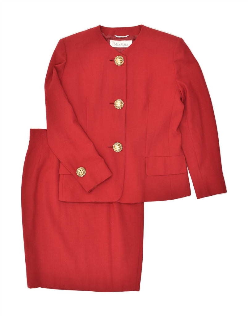 MAX MARA Womens 3 Button 2 Piece Skirt Set UK 14 Medium W30 Red New Wool | Vintage Max Mara | Thrift | Second-Hand Max Mara | Used Clothing | Messina Hembry 
