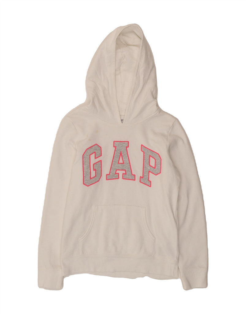 GAP Girls Graphic Hoodie Jumper 14-15 Years 2XL  White Cotton Vintage Gap and Second-Hand Gap from Messina Hembry 