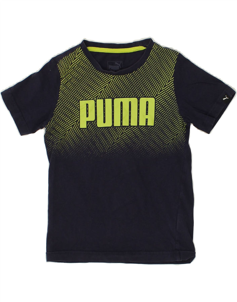 PUMA Boys Graphic T-Shirt Top 7-8 Years Navy Blue Cotton | Vintage Puma | Thrift | Second-Hand Puma | Used Clothing | Messina Hembry 