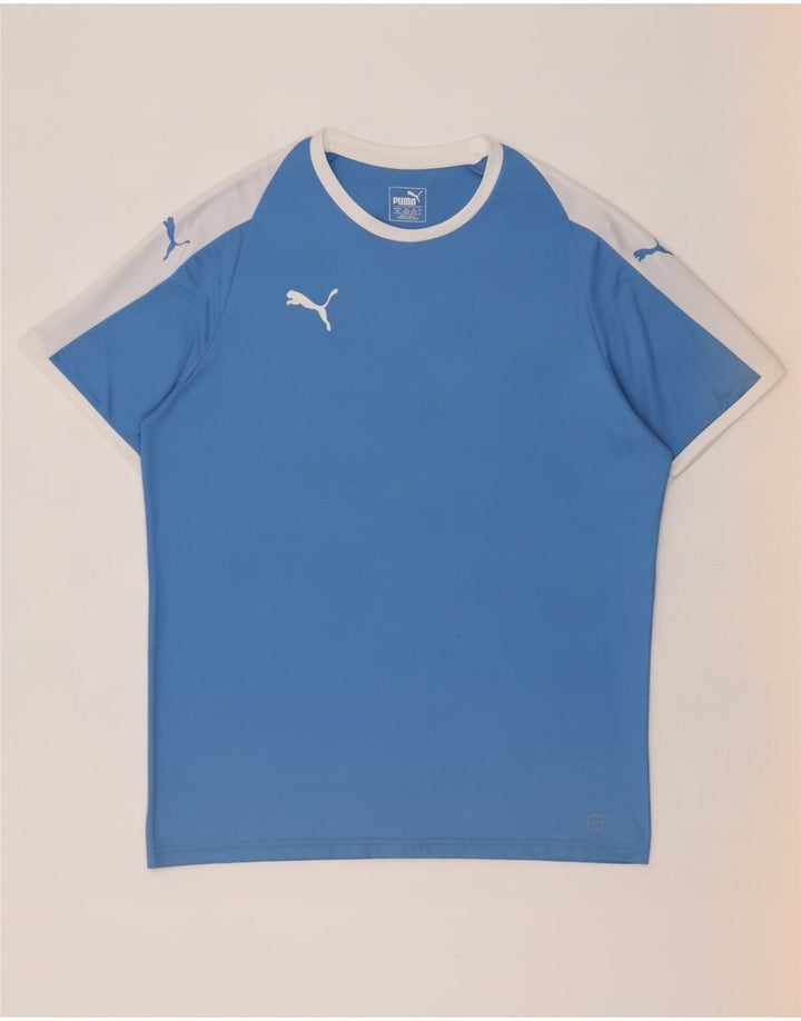 Puma Mens T-Shirt Top Large Blue Colourblock Polyester