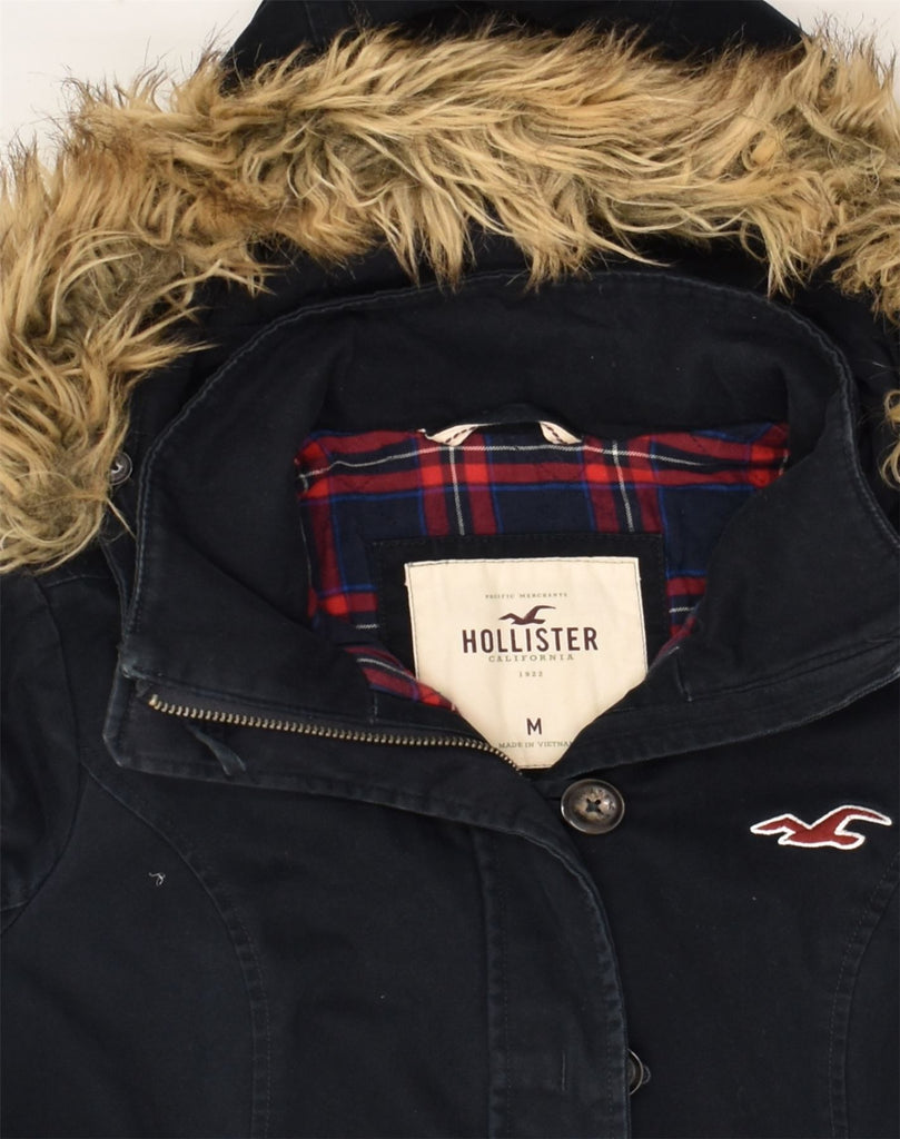 HOLLISTER Womens Utility Hooded Windbreaker Jacket UK 14 Medium Navy Blue | Vintage Hollister | Thrift | Second-Hand Hollister | Used Clothing | Messina Hembry 