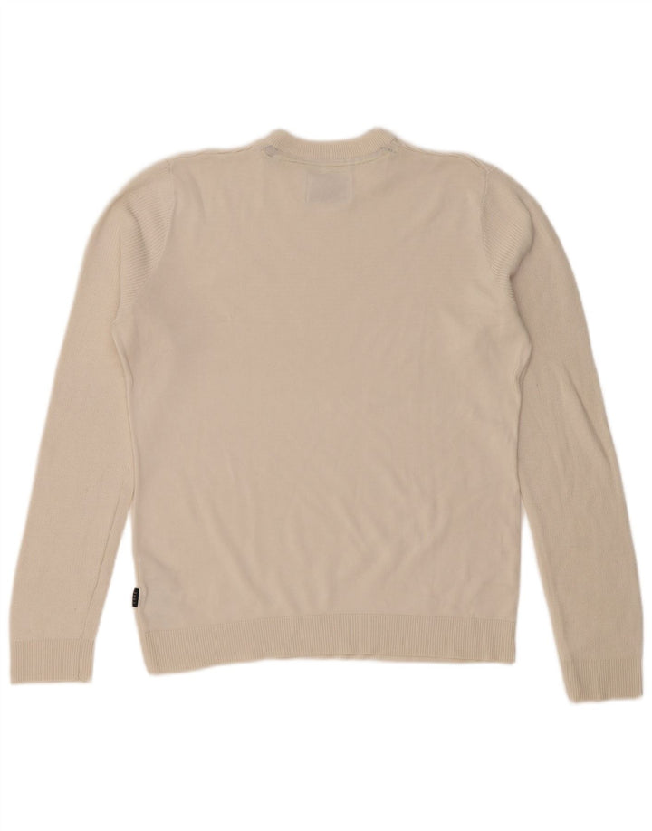 JACK & JONES Mens Core Crew Neck Jumper Sweater Medium Off White Cotton