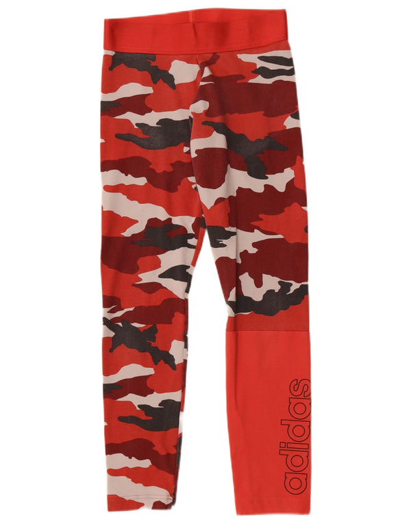 Adidas Womens Climalite Graphic Leggings UK 8/10 Small Red Camouflage