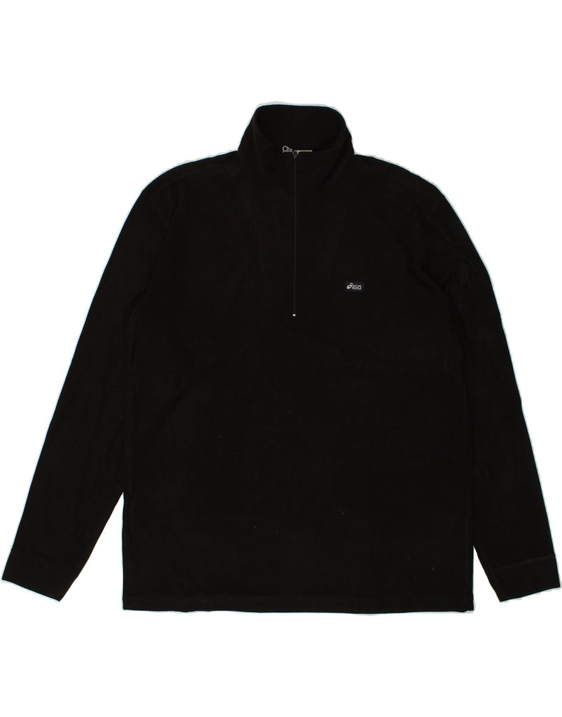 ASICS Mens Zip Neck Fleece Jumper XL Black Polyester | Vintage Asics | Thrift | Second-Hand Asics | Used Clothing | Messina Hembry 