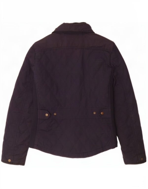Massimo Dutti Womens Quilted Jacket UK 12 Medium Navy Blue Polyester