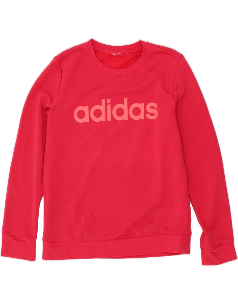 ADIDAS Womens Graphic Sweatshirt Jumper UK 10 Small Pink Vintage Adidas and Second-Hand Adidas from Messina Hembry 