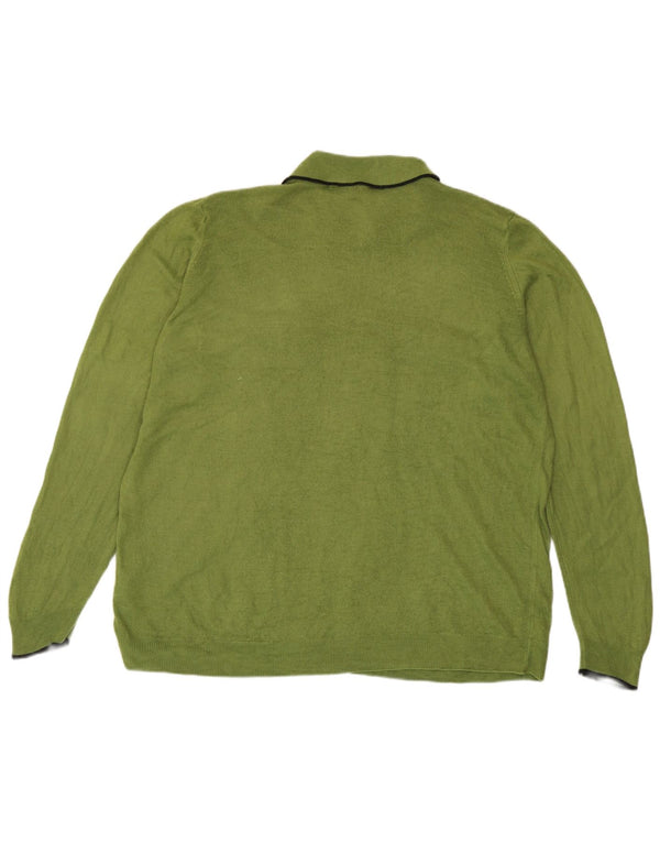 Marks & Spencer Womens Polo Neck Jumper Sweater UK 20 2XL Green Acrylic