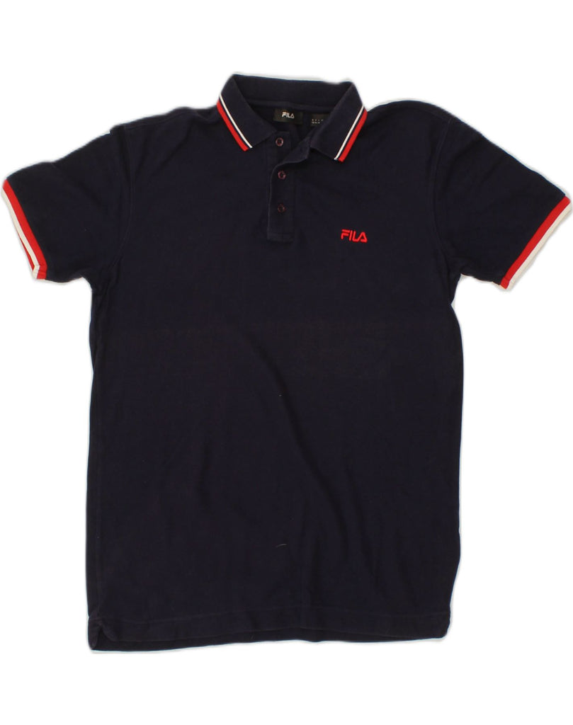 FILA Mens Polo Shirt IT 50 Medium Navy Blue Cotton | Vintage Fila | Thrift | Second-Hand Fila | Used Clothing | Messina Hembry 