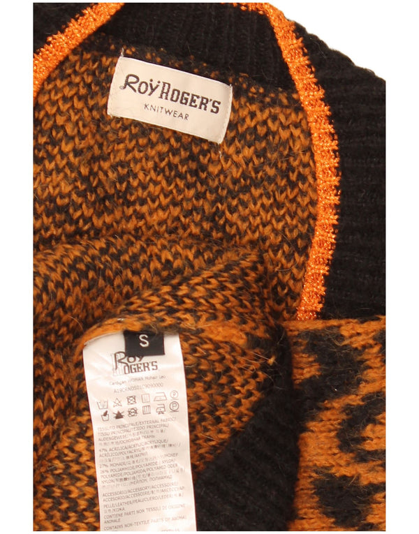 Roy Rogers Womens Cardigan Sweater UK 10 Small Orange Animal Print