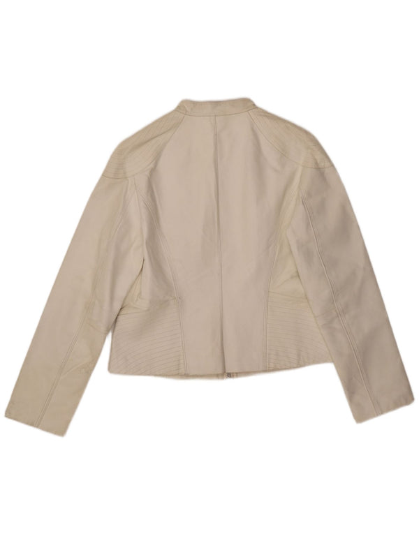 Vintage Womens Leather Jacket UK 14 Large White Leather
