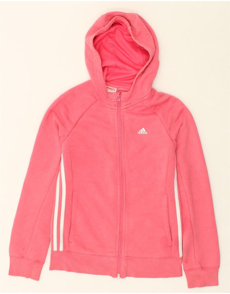 ADIDAS Girls Zip Hoodie Sweater 11-12 Years Pink Cotton | Vintage Adidas | Thrift | Second-Hand Adidas | Used Clothing | Messina Hembry 