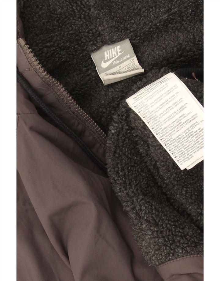 Nike Mens Hooded Bomber Jacket UK 34/36 Small Grey Houndstooth Polyester