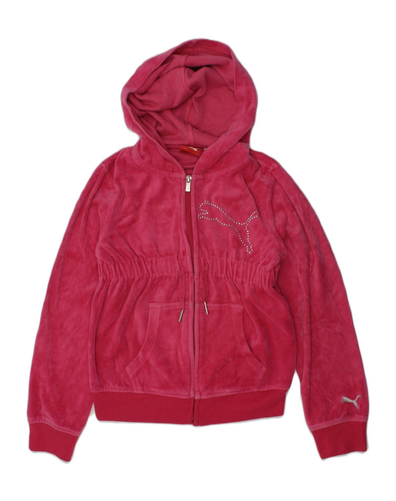 PUMA Girls Graphic Zip Hoodie Sweater 3-4 Years Medium Red Cotton | Vintage Puma | Thrift | Second-Hand Puma | Used Clothing | Messina Hembry 