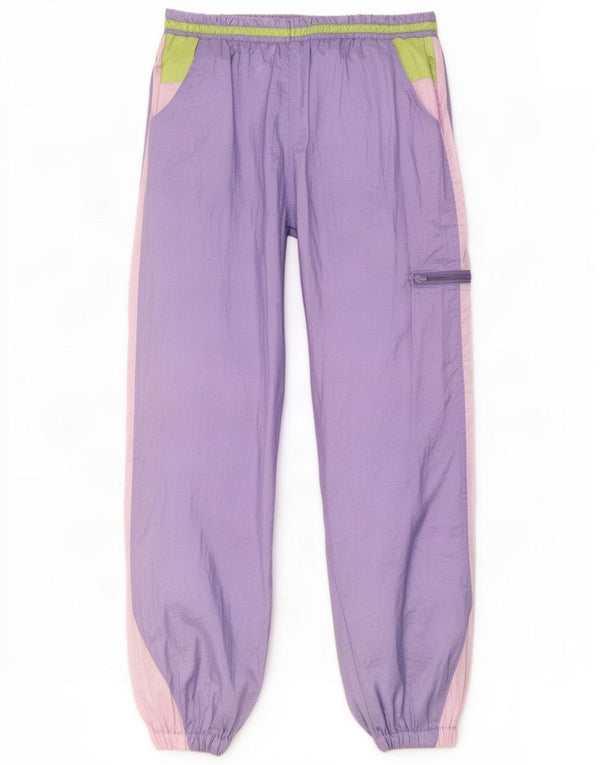 Vintage Mens Cargo Tracksuit Trousers Joggers Medium Purple Colourblock