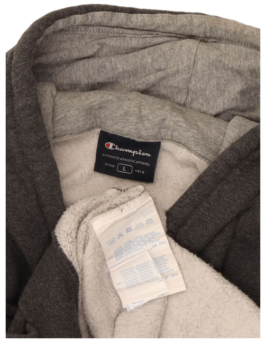 CHAMPION Mens Hoodie Jumper Large Grey Cotton