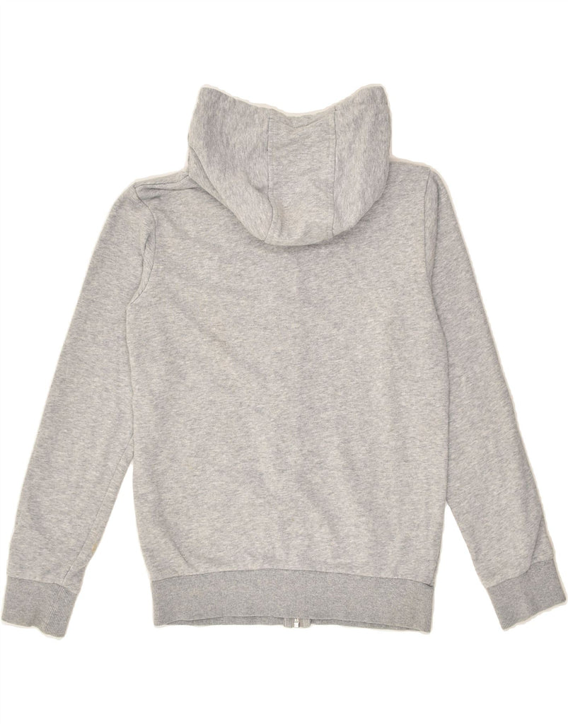 ROXY Womens Slim Fit Graphic Zip Hoodie Sweater UK 14 Medium Grey Cotton | Vintage Roxy | Thrift | Second-Hand Roxy | Used Clothing | Messina Hembry 