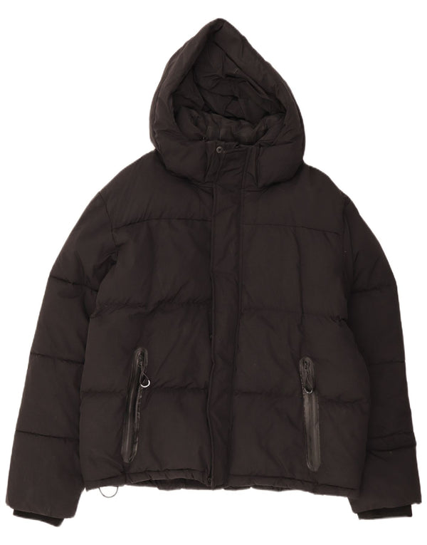 Superdry Mens Hooded Padded Jacket UK 42 XL Black Nylon