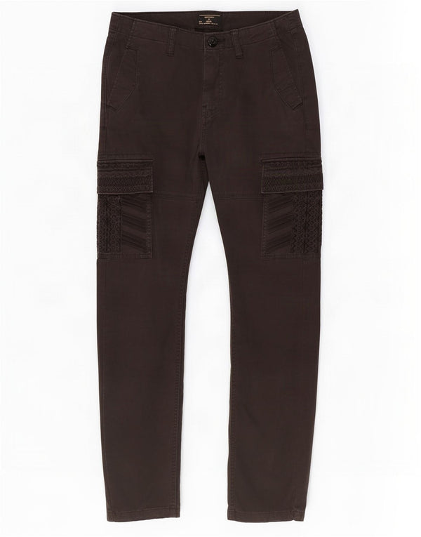 Superdry Womens Slim Cargo Trousers W24 L30 Black Cotton