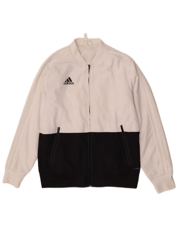 Adidas Mens Tracksuit Top Jacket Medium White Colourblock Polyester