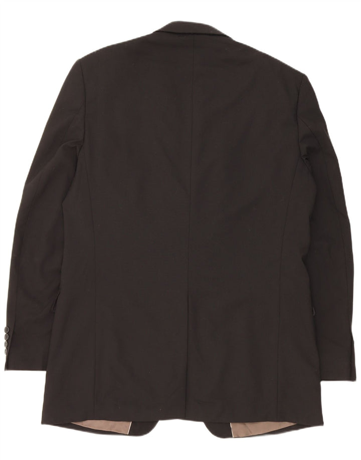 Marks & Spencer Mens 3 Button Blazer Jacket UK 42 Large Black Polyester