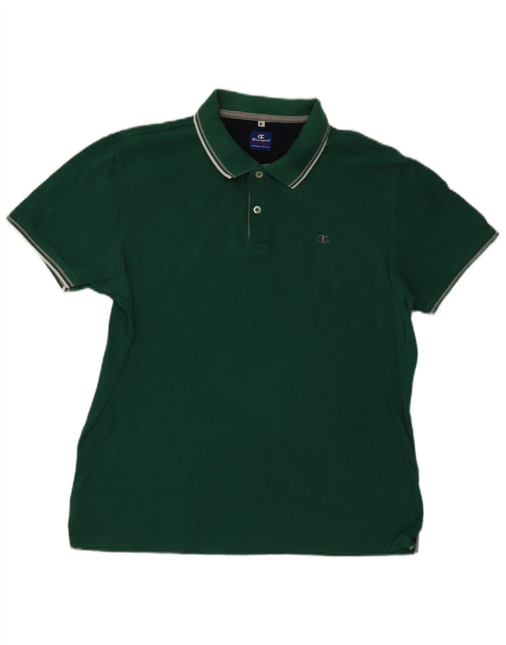 CHAMPION Mens Polo Shirt XL Green Cotton