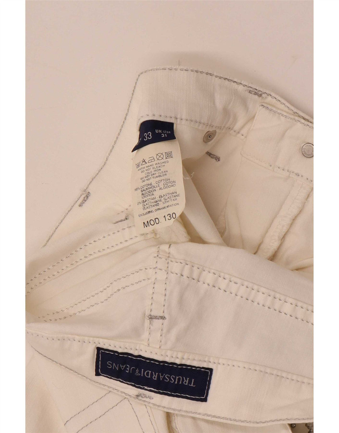 Trussardi Womens Bootcut Jeans W31 L30 White Cotton