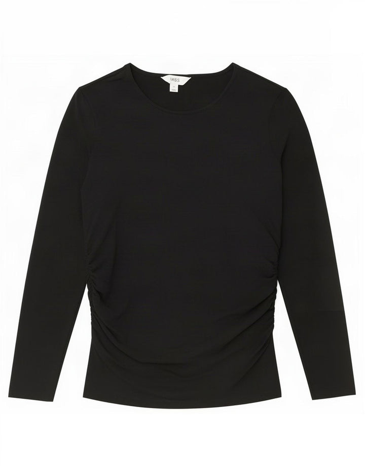 Marks & Spencer Womens Top Long Sleeve UK 14 Large Black Acrylic