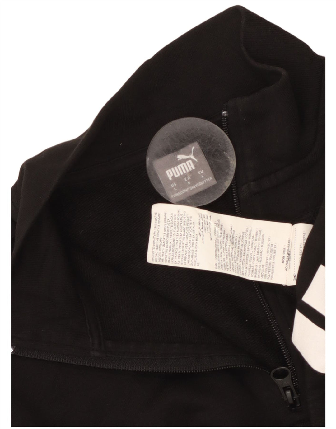 Puma Womens Graphic Zip Neck Sweatshirt Jumper UK 16 Large Black Cotton