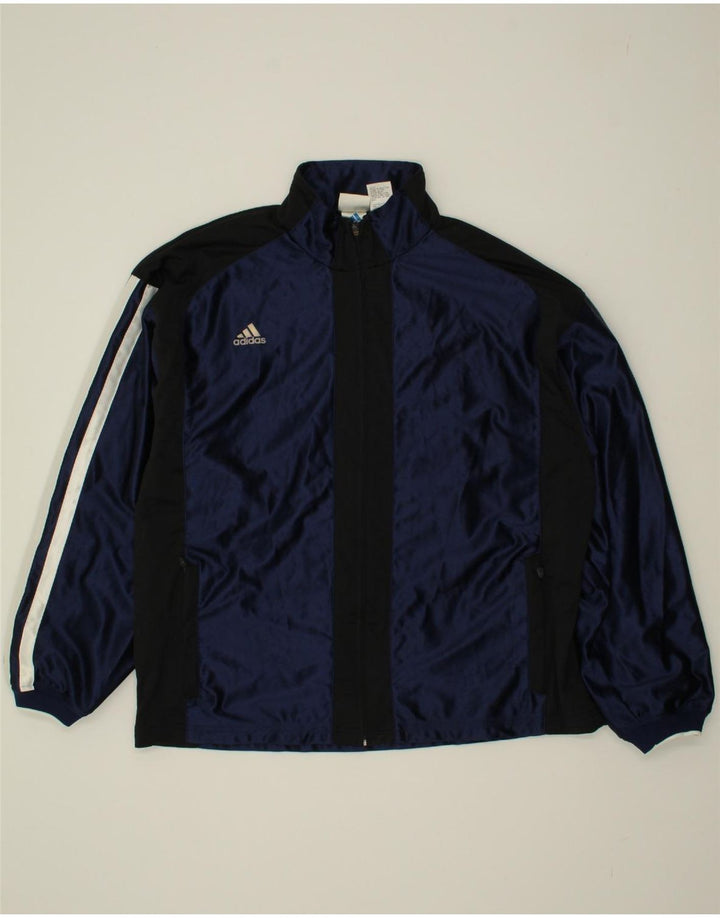 ADIDAS Mens Tracksuit Top Jacket Large Navy Blue Colourblock Polyester Vintage Adidas and Second-Hand Adidas from Messina Hembry 