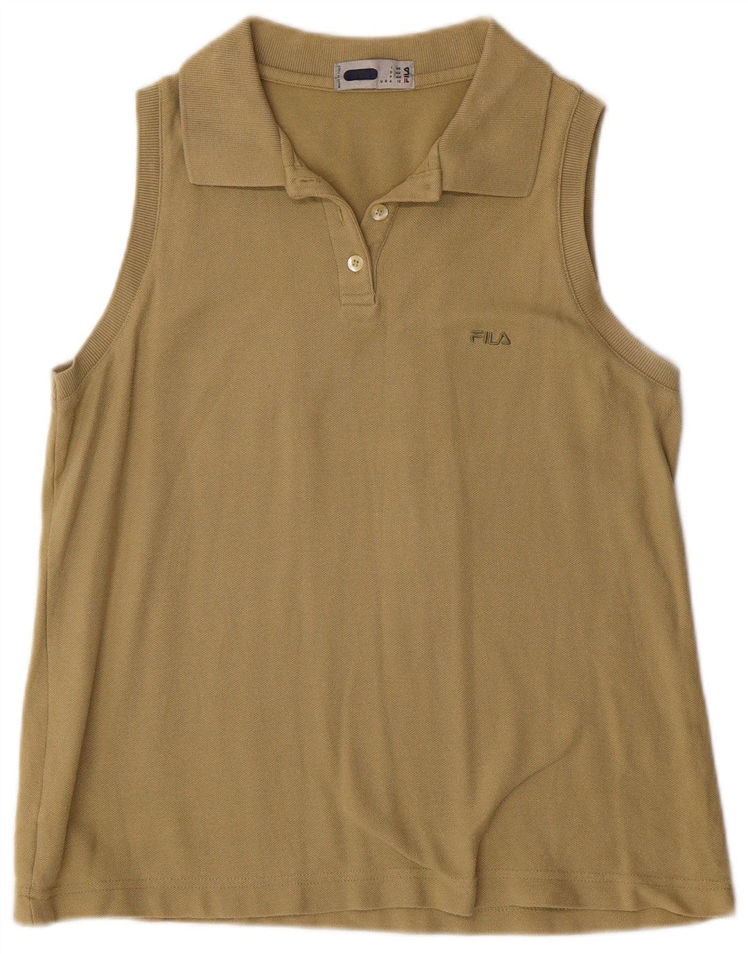 FILA Womens Sleeveless Polo Shirt IT 48 XL Khaki