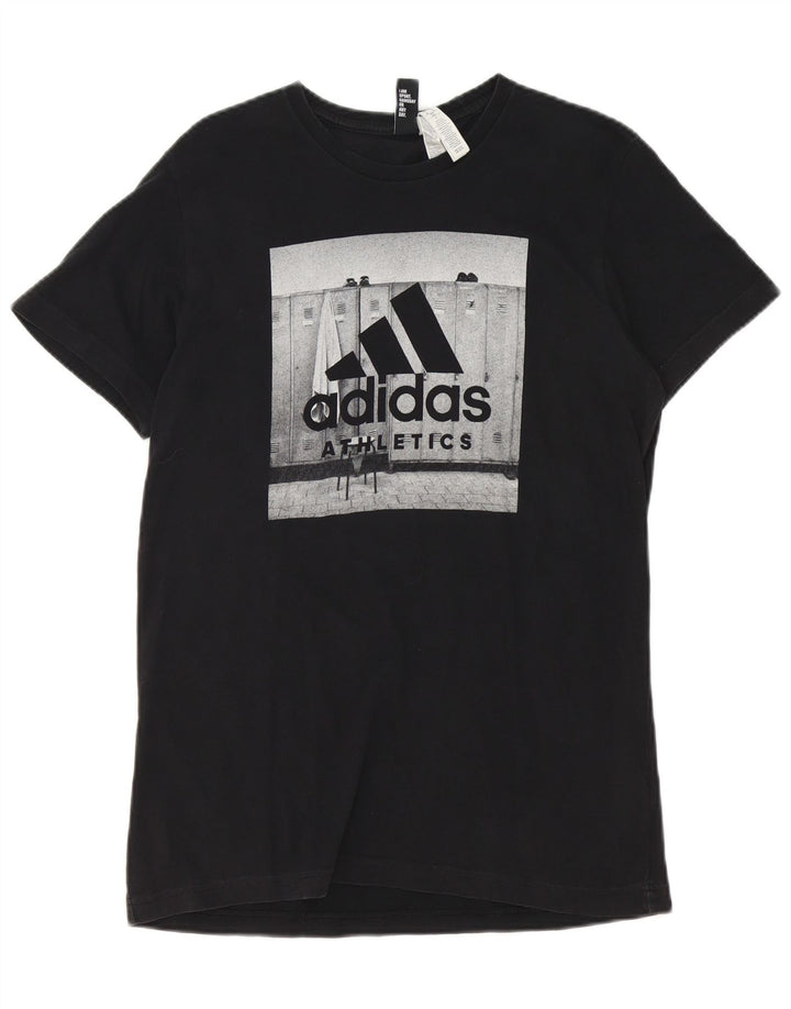 Adidas Mens Graphic T-Shirt Top Medium Black Cotton