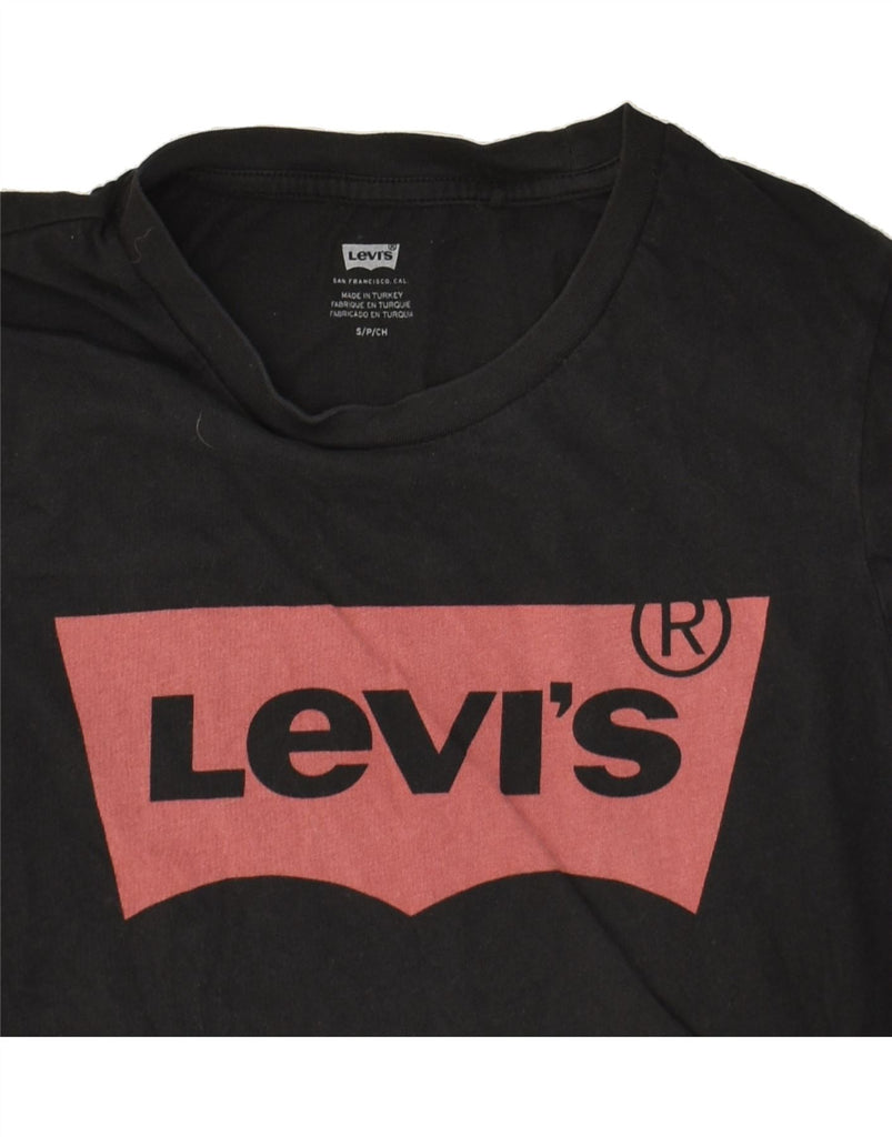 LEVI'S Womens Graphic T-Shirt Top UK 10 Small Black Cotton | Vintage Levi's | Thrift | Second-Hand Levi's | Used Clothing | Messina Hembry 