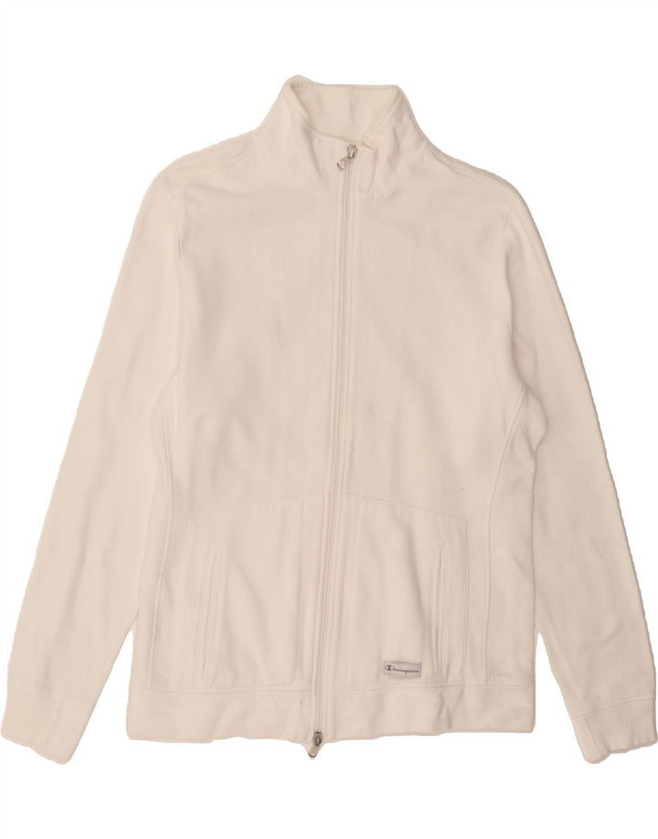 CHAMPION Womens Tracksuit Top Jacket UK 14 Medium White Cotton Vintage Champion and Second-Hand Champion from Messina Hembry 