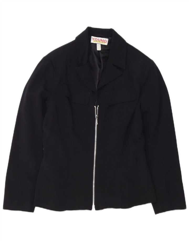 Vintage Womens Blazer Jacket UK 10 Small Navy Blue Polyamide