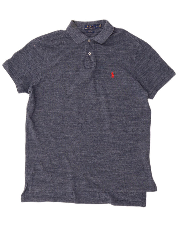 Polo Ralph Lauren Mens Custom Fit Shirt Large Navy Blue Flecked Cotton