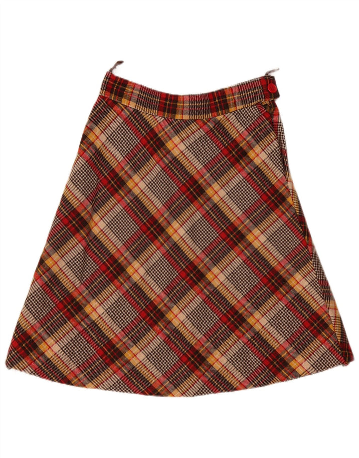Vintage Womens A-Line Skirt W30 Medium Brown Check