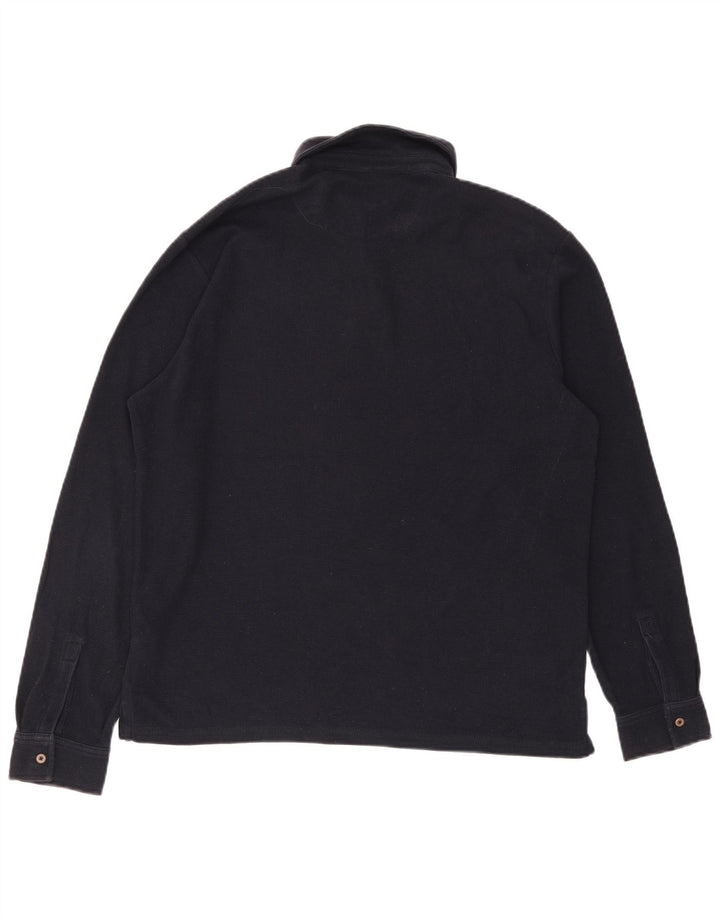Marks & Spencer Mens Long Sleeve Rugby Polo Shirt Medium Navy Blue Cotton