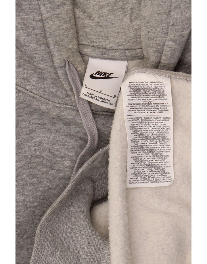 NIKE Mens Hoodie Jumper Large Grey Cotton