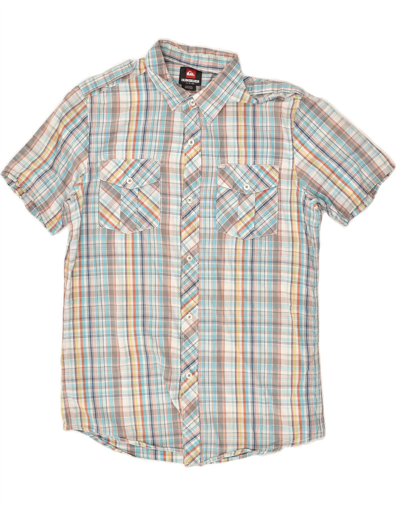 QUIKSILVER Mens Short Sleeve Shirt Small Grey Check | Vintage Quiksilver | Thrift | Second-Hand Quiksilver | Used Clothing | Messina Hembry 