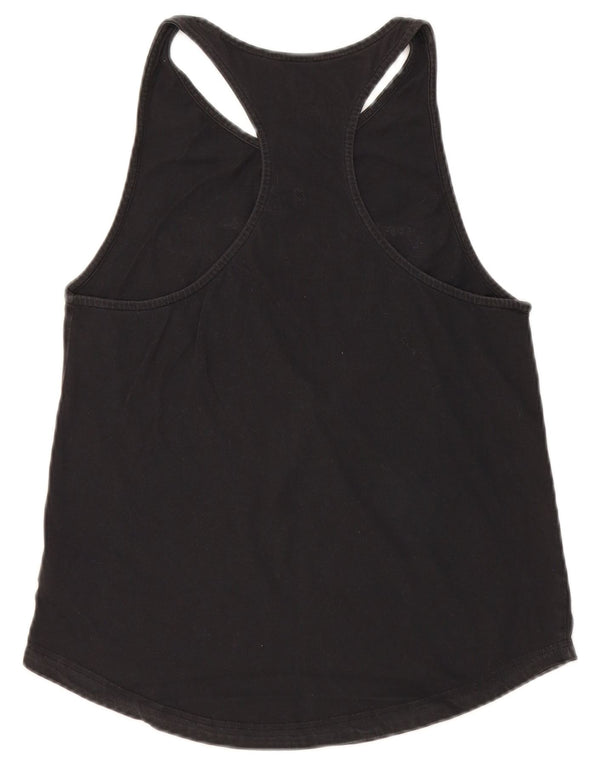 Adidas Womens Graphic Vest Top UK 8/10 Small Black Cotton