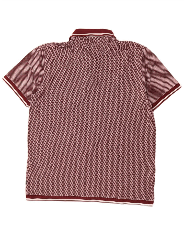 Ted Baker Mens Polo Shirt Size 2 Small Burgundy Spotted Cotton
