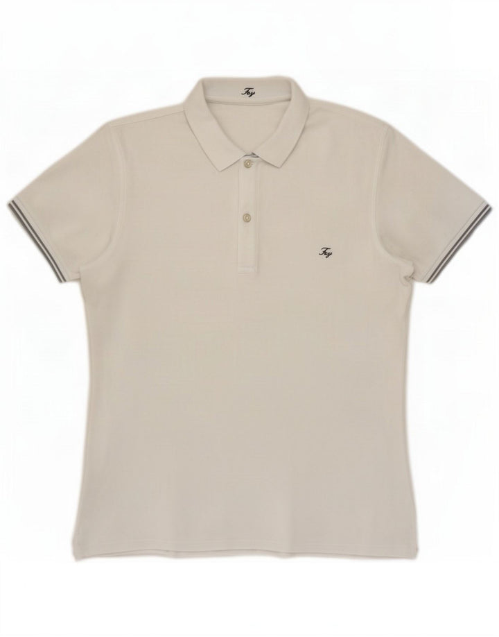 Fay Mens Polo Shirt Large White Cotton