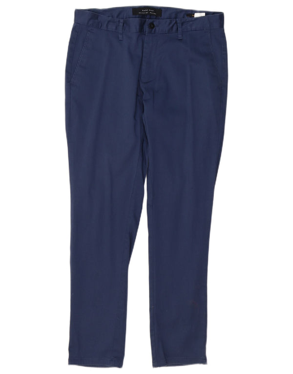 Zara Mens Slim Chino Trousers EU 40 Medium W31 L29 Navy Blue Cotton