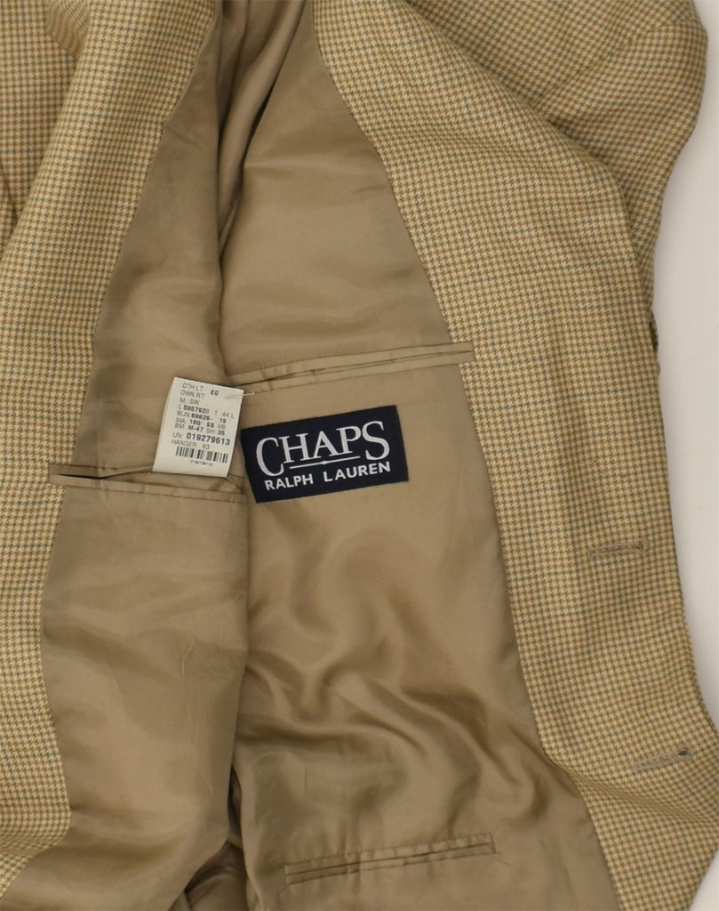 CHAPS Mens Long Slim 2 Button Blazer Jacket UK 44 2XL Beige Houndstooth | Vintage Chaps | Thrift | Second-Hand Chaps | Used Clothing | Messina Hembry 