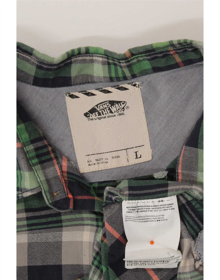 Vans Mens Flannel Shirt Large Green Check Cotton