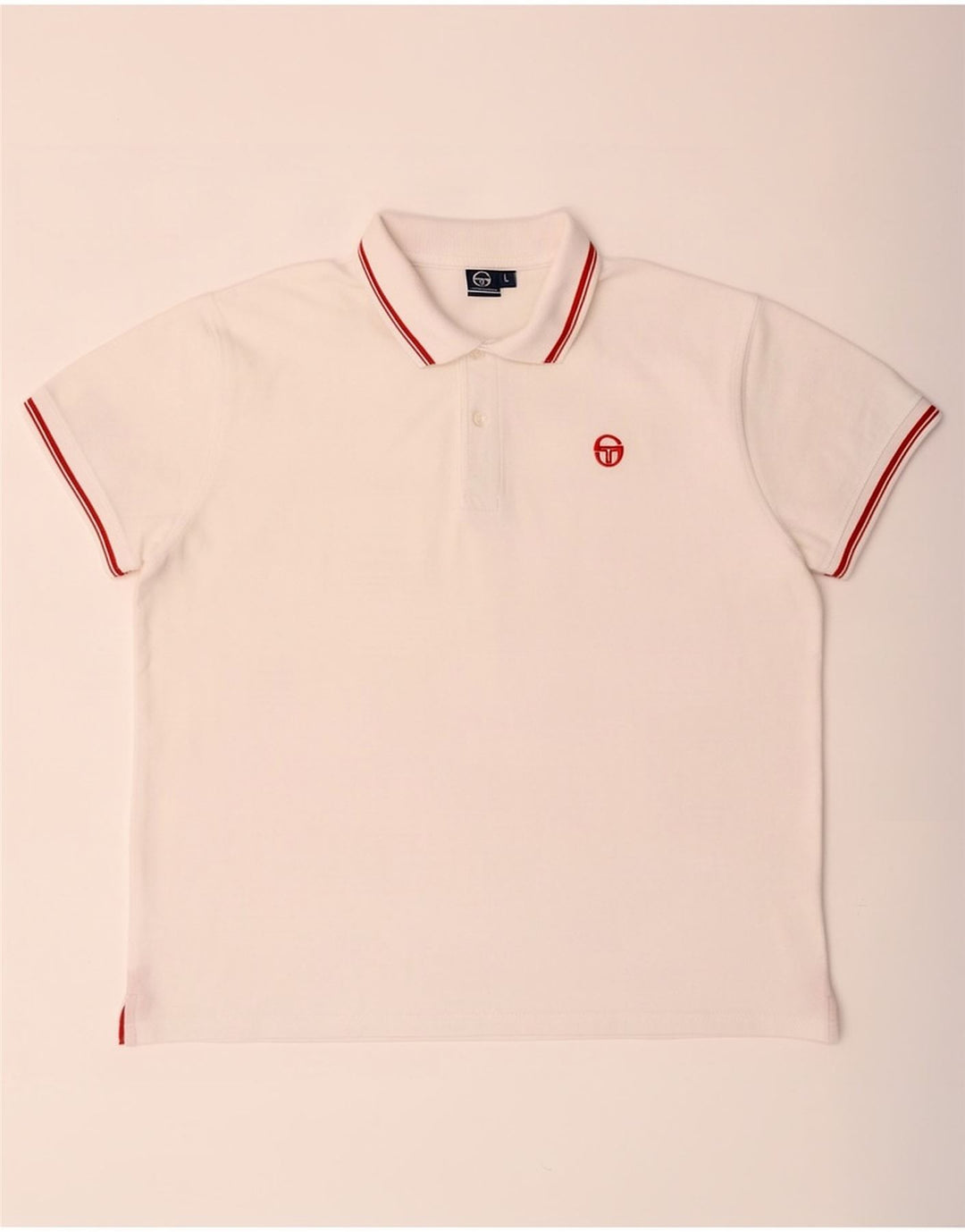 Sergio Tacchini Mens Polo Shirt Large White Cotton