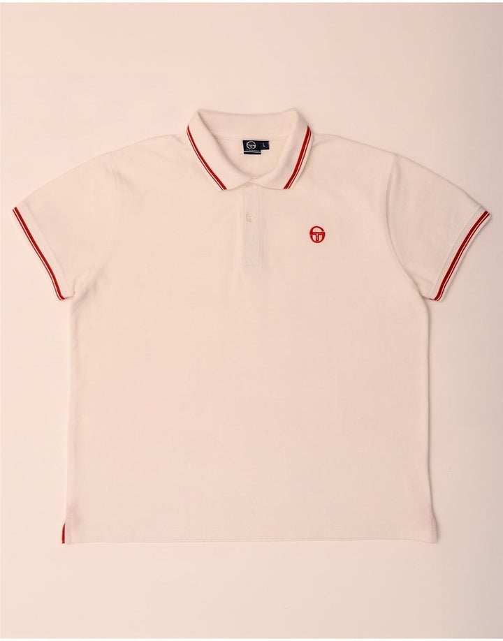 Sergio Tacchini Mens Polo Shirt Large White Cotton